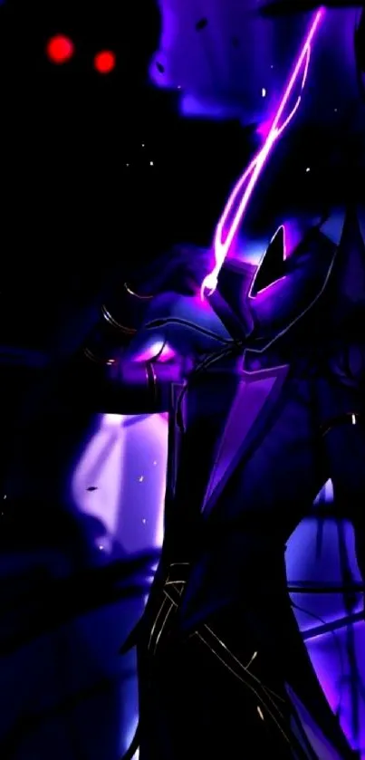 Dark warrior with purple glow background theme.