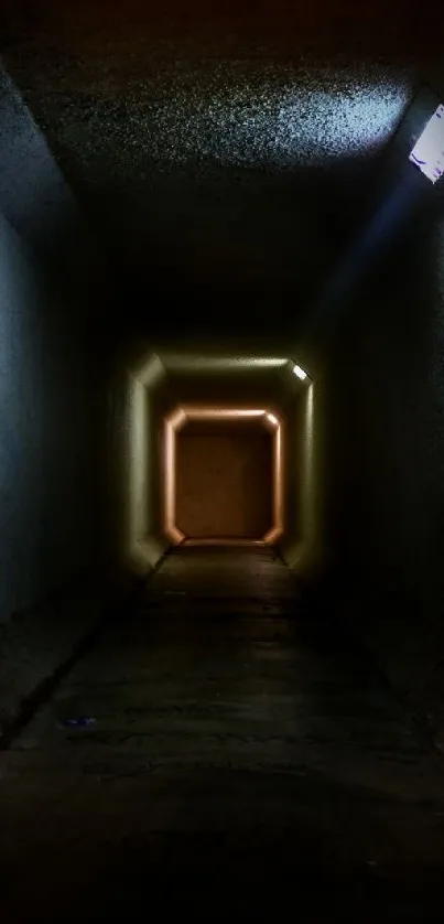 Dimly lit tunnel with an intriguing, mysterious atmosphere.