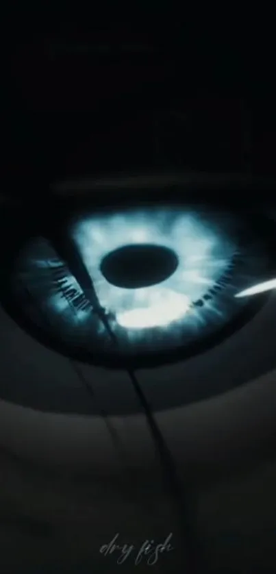 Close-up of a glowing dark eye with a mysterious aura.