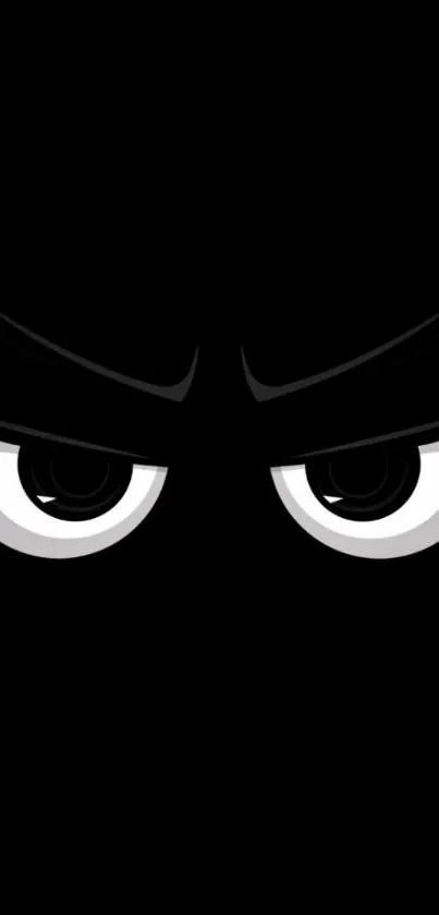 Minimalistic wallpaper featuring mysterious, bold eyes on a deep black background.