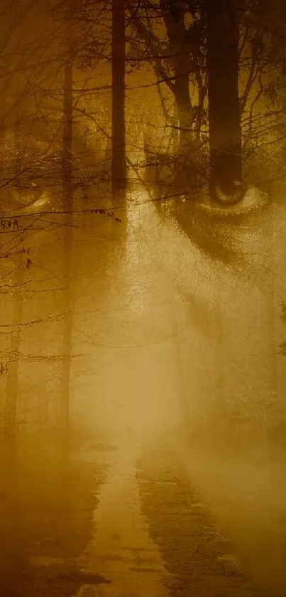 Mysterious face in a forest, creating an enigmatic mobile wallpaper.