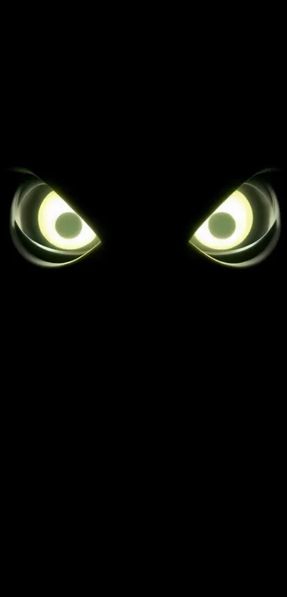 Mysterious glowing eyes on a dark background