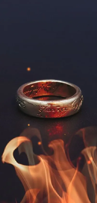 Close-up of a glowing golden ring on a dark background.