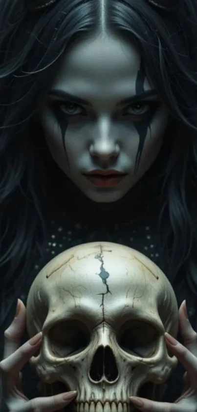 Dark gothic figure holding a skull.