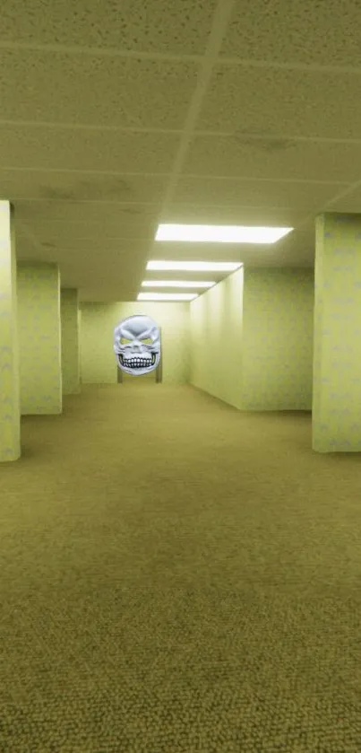 Mysterious hallway with surreal design wallpaper.