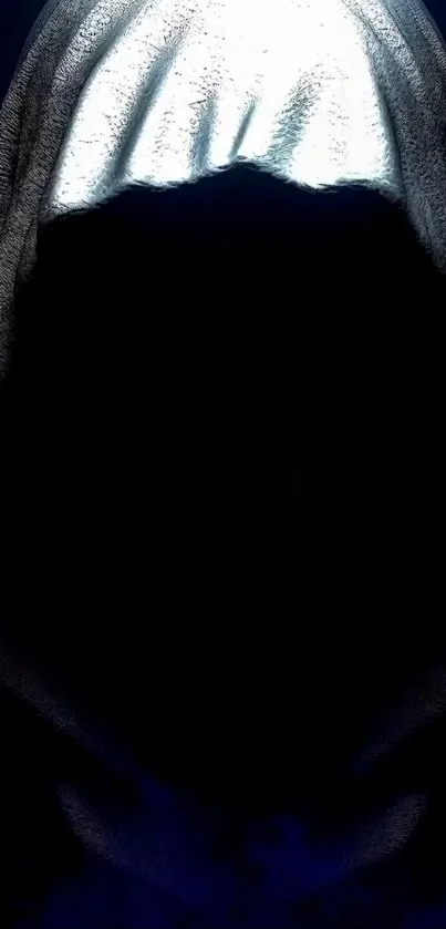 Hooded figure in the shadows mobile wallpaper.