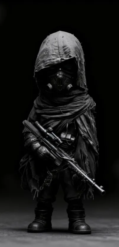 Mysterious hooded figure with dark theme.