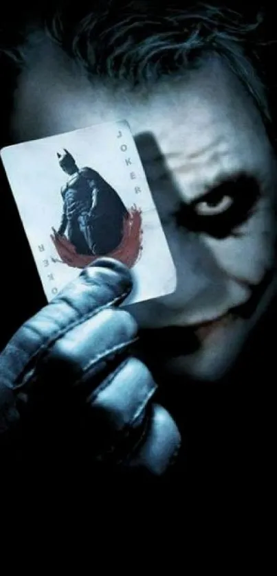 Dark Joker card wallpaper with a mysterious tone.