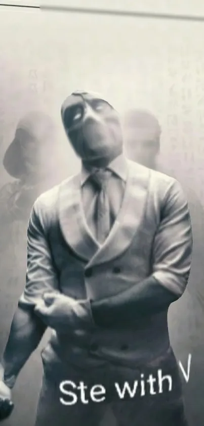 Mysterious grayscale wallpaper with men in suits.