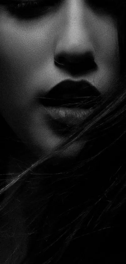 Black and white mysterious portrait wallpaper.