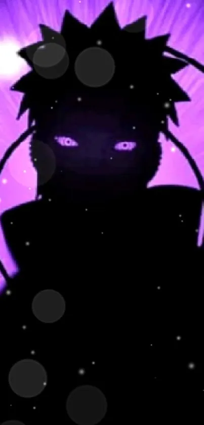 Silhouette of a mysterious character against a cosmic purple background.