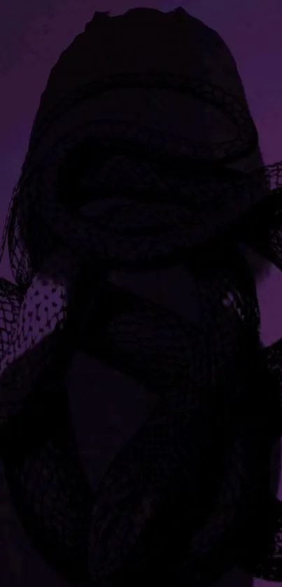 Dark snake silhouette on a rich purple background.