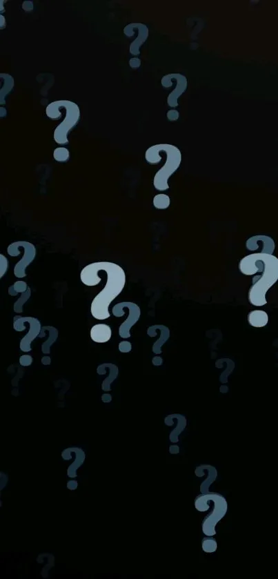 A dark wallpaper with scattered question marks.