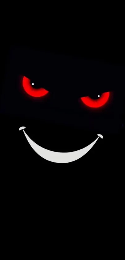 Dark wallpaper with red eyes and a smile