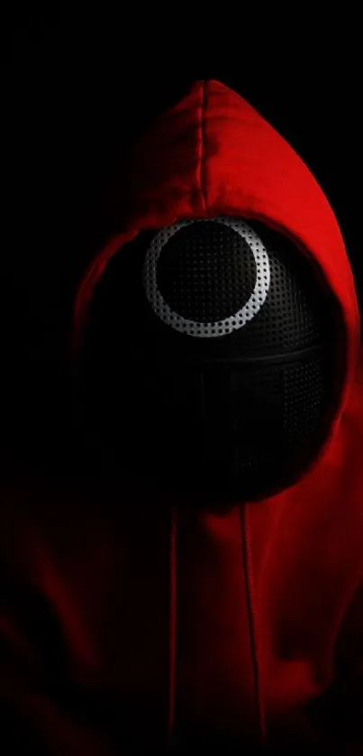 Silhouette with a red hoodie in darkness, mysterious vibe.