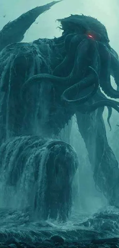 Giant sea monster in the ocean depths, a perfect fantasy wallpaper.