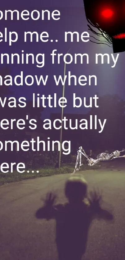 Dark shadowy figure on dim path wallpaper