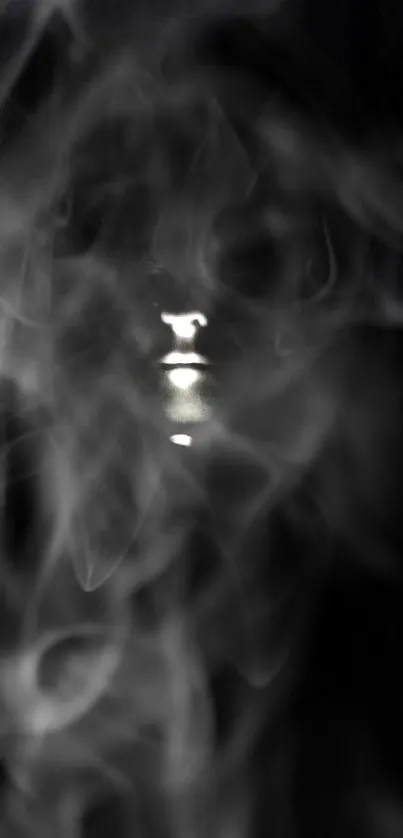 Mysterious silhouette concealed by swirling smoke art.