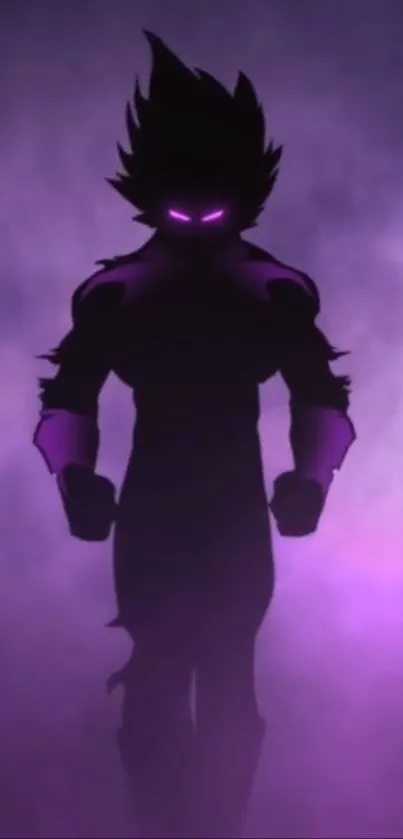 Silhouette of a figure in vibrant purple mist.