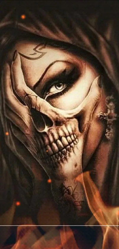 Mysterious skull art with gothic design and dark tones.