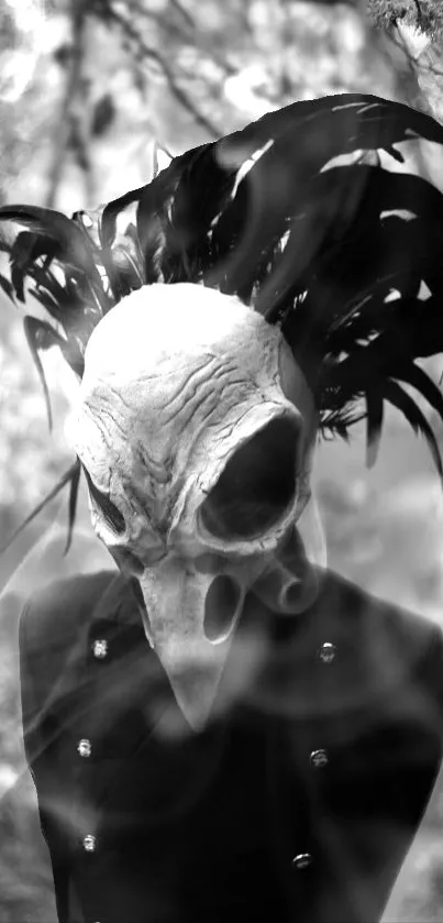 Mysterious black and white skull wallpaper for mobile.