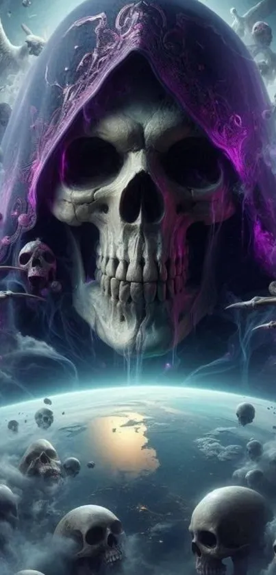 Skull universe with cosmic and fantasy motifs in a dark theme.