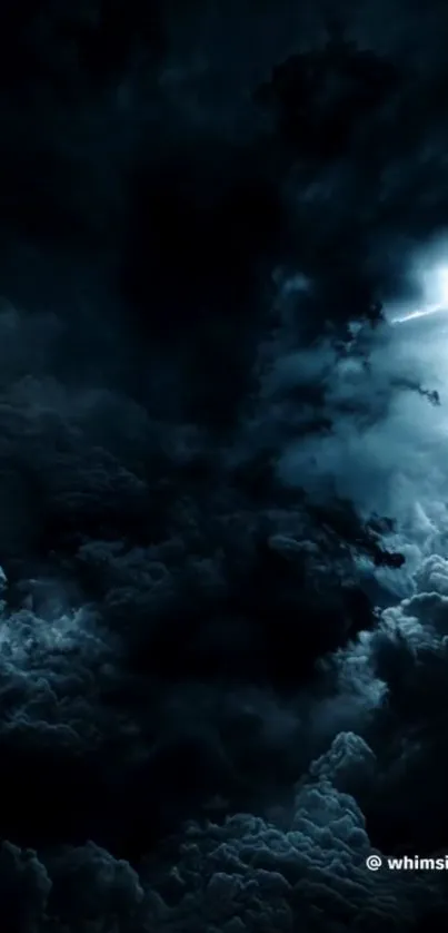 Dark stormy clouds in a mysterious night sky.