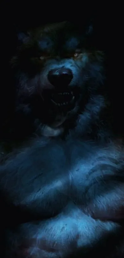 Dark, mysterious werewolf mobile wallpaper.