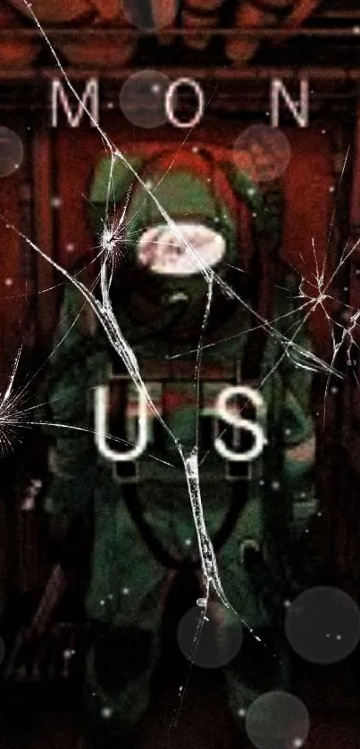 Among Us wallpaper featuring astronaut in dark space setting.