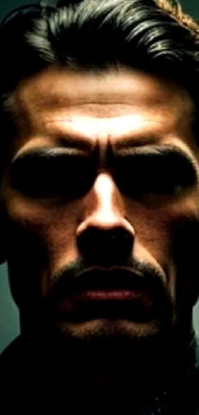 Dark, mysterious portrait of a man with deep shadows creating a dramatic look.