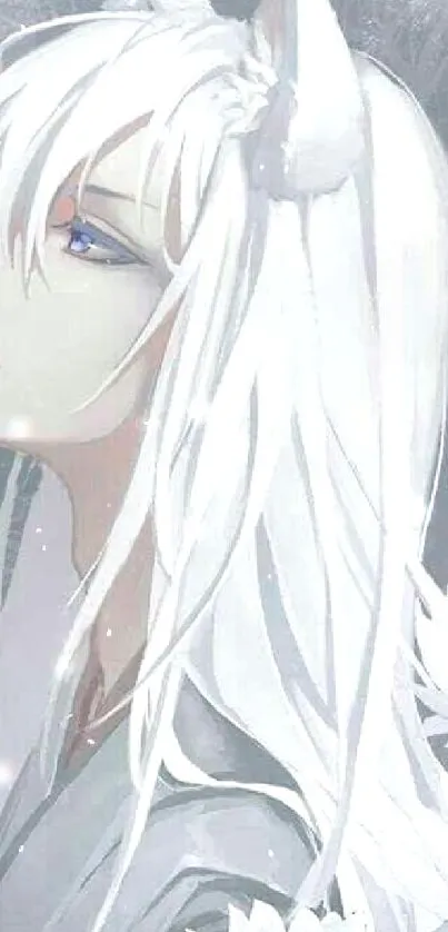 Mystic anime character with white hair wallpaper.