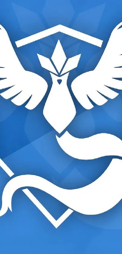 Blue Mystic Bird Icon with white wings on a vibrant background.