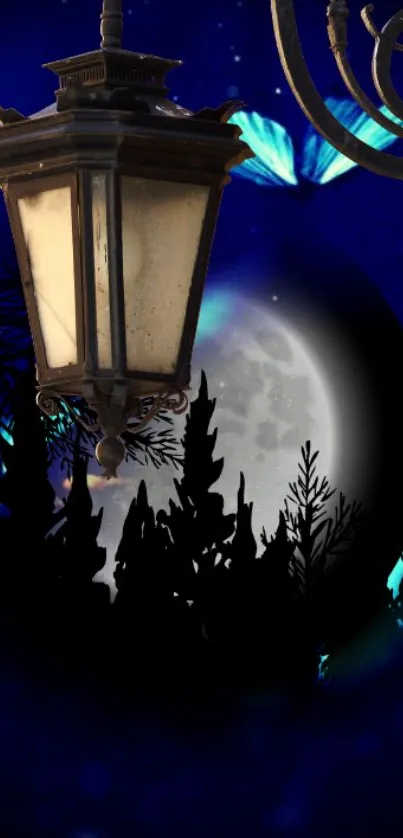 Mystic lantern and moonlit sky wallpaper