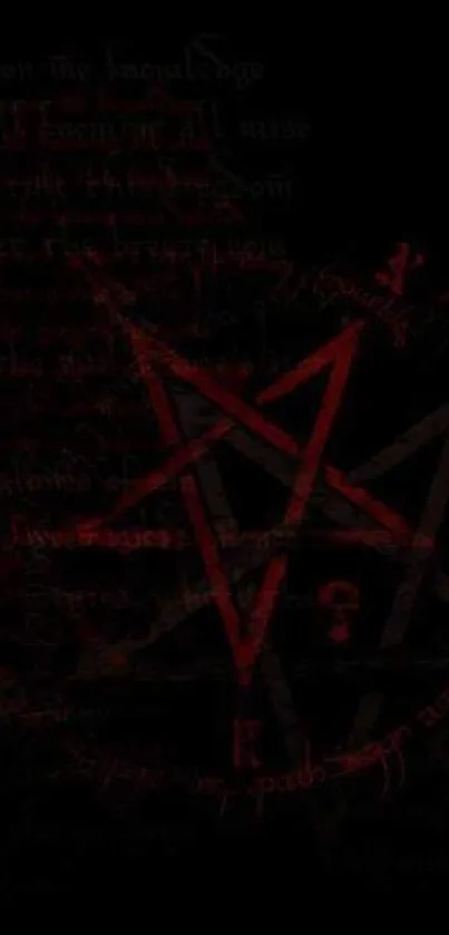 Red pentagram on black background, mysterious wallpaper design.