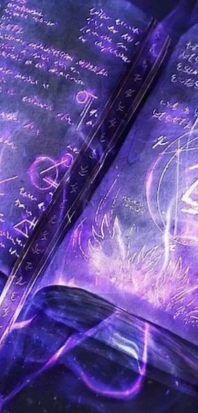 Purple spellbook wallpaper with magical ambiance.