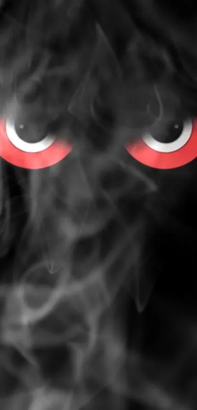 Mysterious red eyes with smoke on a dark background, perfect for mobile wallpapers.