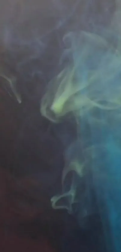 Mystic smoke with blue and green swirls on a dark background.