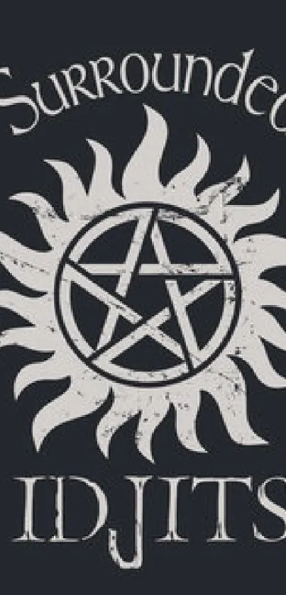 Mystic sun with pentagram mobile wallpaper design.