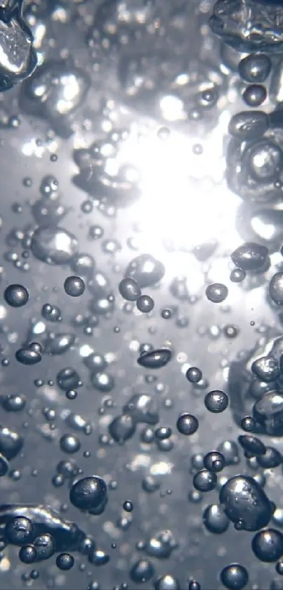 Captivating underwater bubble art with reflective light.