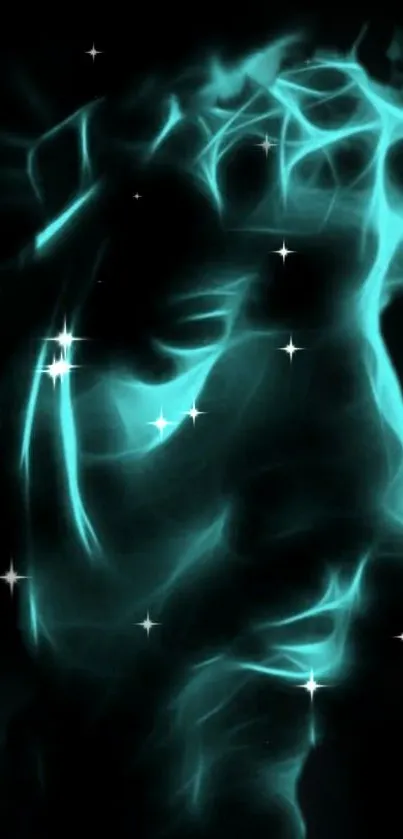 Mystical abstract glow wallpaper with stars and dark background.