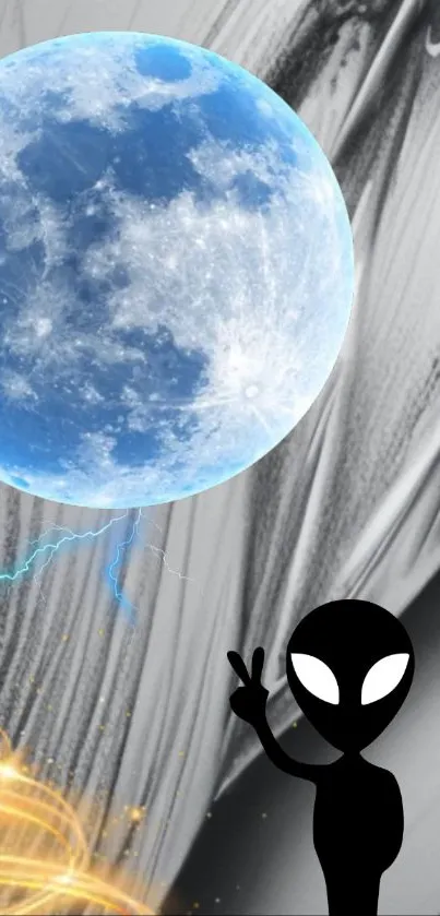 Alien under a mystical blue moon