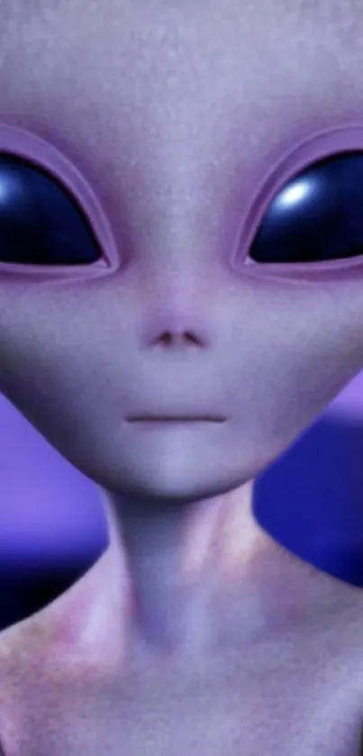 Mystical alien with purple hues and deep blue eyes for mobile wallpaper.
