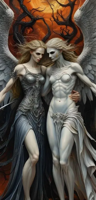 Gothic fantasy art depicting mystical angels.