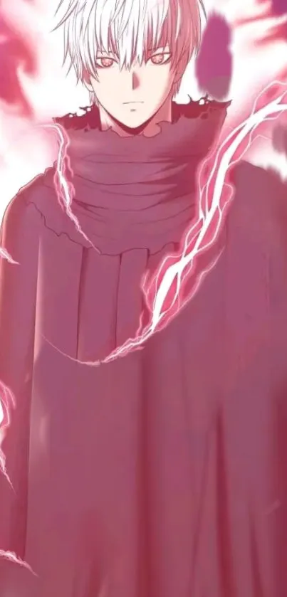 Anime character in magenta cloak with mystical aura.