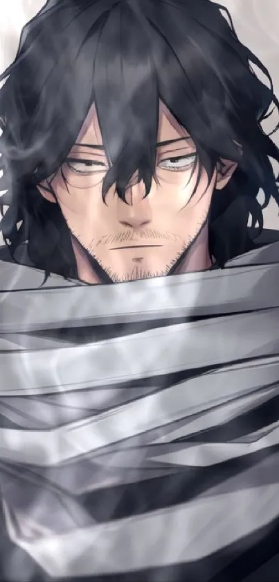 Mystical anime character with dark hair and scarf.