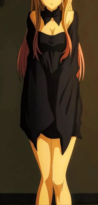 Anime character in a stylish dark outfit.