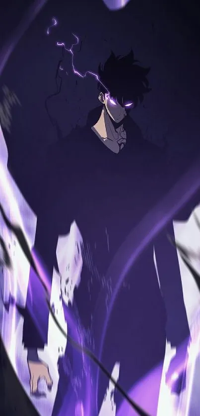 Anime character with glowing purple aura.