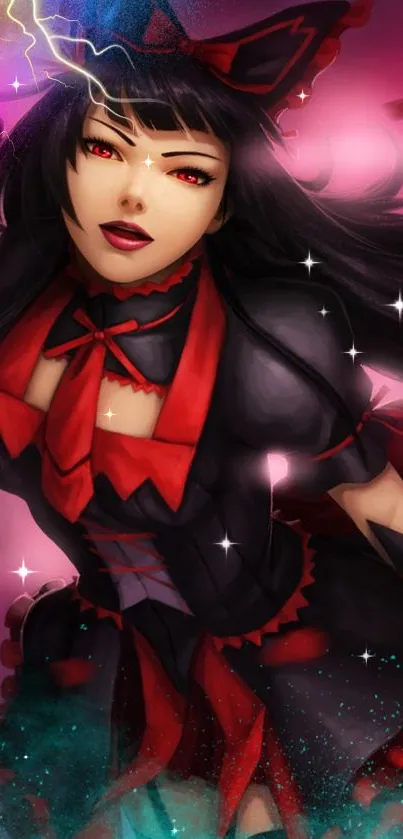 Anime girl in a mystical fantasy setting with glowing magical effects.