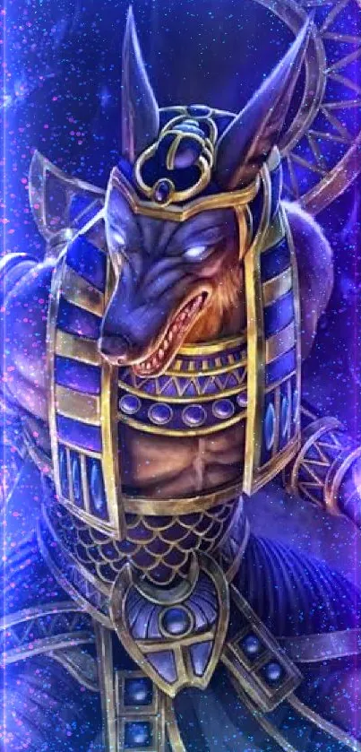 Mystical Anubis warrior in vibrant colors.