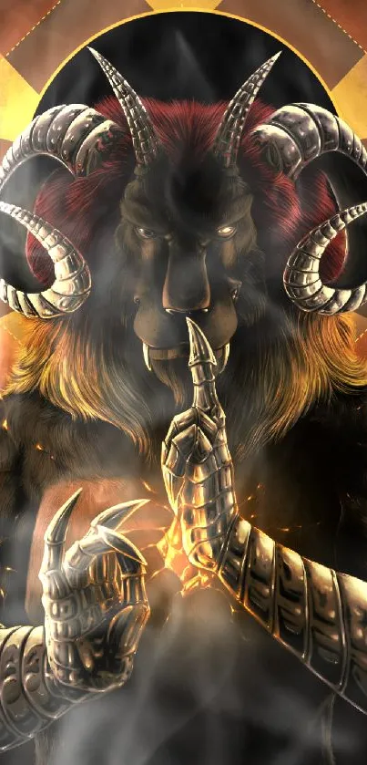 Dark fantasy wallpaper featuring a mystical horned beast with luminous glow.